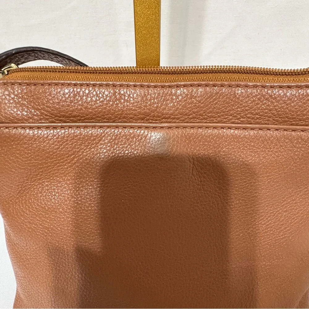 Michael Kors brown leather crossbody bag with gold-tone hardware